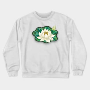 Minhwa: Little Lotus White (Korean traditional/folk art) Crewneck Sweatshirt